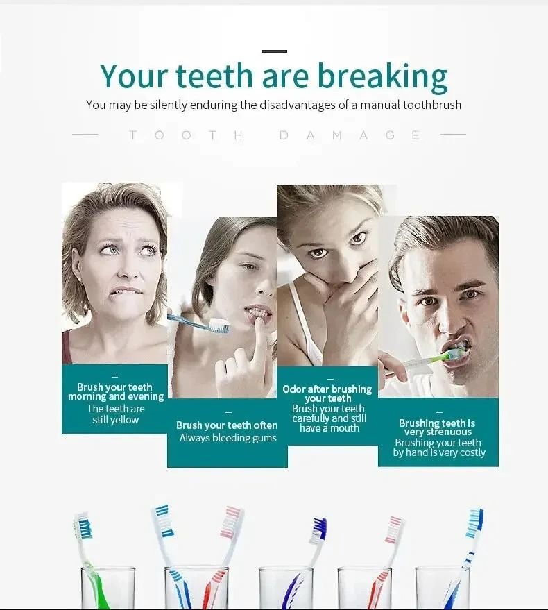 Electric toothbrush adult toothbrush IPX7 waterproof DuPont brush head rechargeable fully automatic sound wave fine soft bristle USB rechargeable 6 modes, with replacement brush head