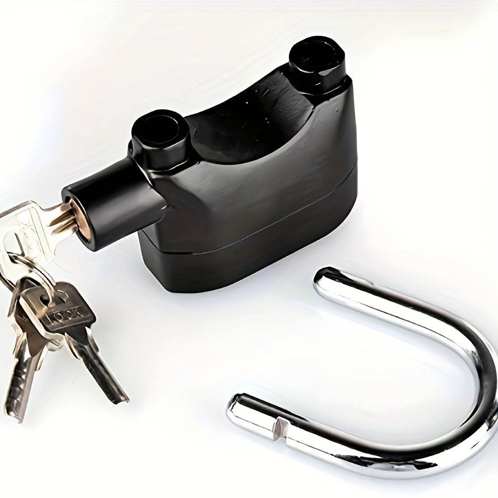 Padlock Alarm Lock Siren Home Tools Household Sensors Alarms Alarm Lock Aluminum Alloy Anti-Theft Lock Warehouse Door Lock Bicycle Motorcycle Disc Brake Lock Anti-Theft Lock +6 Batteries+ 3 Keys