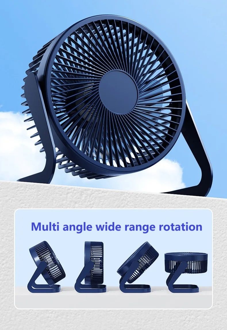 5 Inch Desk Fan Portable USB Small Mute Fan Table Fan 360° Rotation Mini Fans Desktop Bass Electric Fandissipate Heat Cooler Cooling Silent Fans For Students Office Workers For PC Notebook Air-cooled