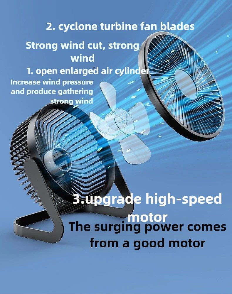 5 Inch Desk Fan Portable USB Small Mute Fan Table Fan 360° Rotation Mini Fans Desktop Bass Electric Fandissipate Heat Cooler Cooling Silent Fans For Students Office Workers For PC Notebook Air-cooled