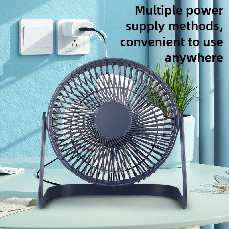 5 Inch Desk Fan Portable USB Small Mute Fan Table Fan 360° Rotation Mini Fans Desktop Bass Electric Fandissipate Heat Cooler Cooling Silent Fans For Students Office Workers For PC Notebook Air-cooled