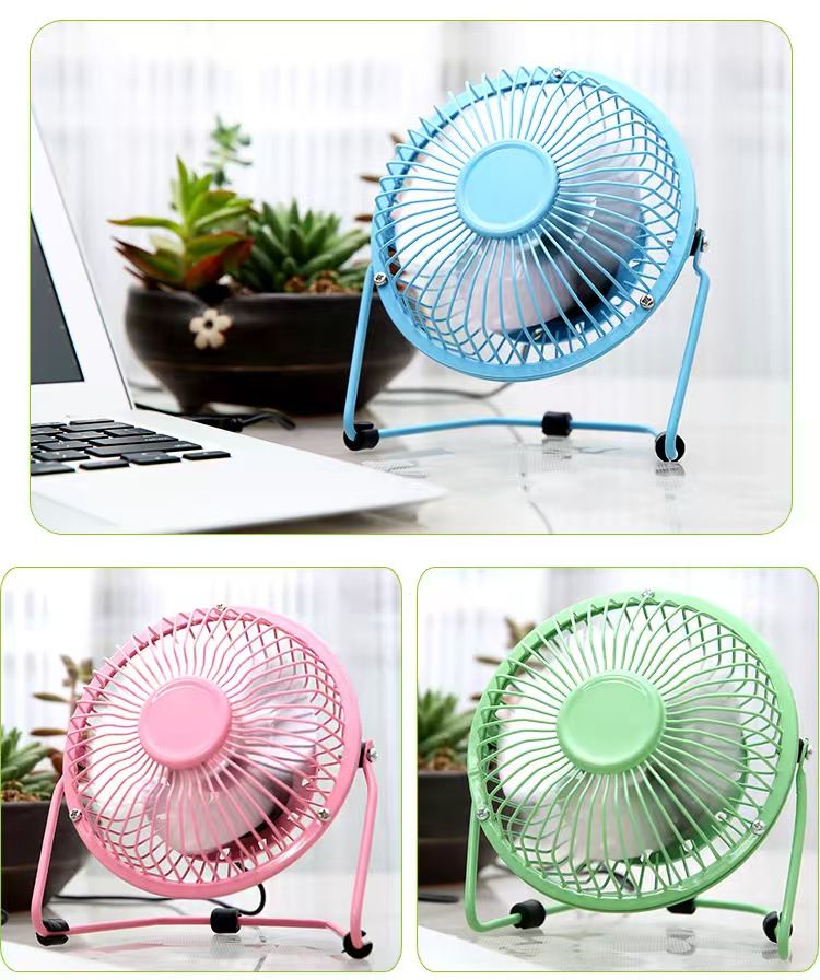 6 Inch Portable USB consumption small fan metal table fan 360° rotation mini fans desktop bass electric fandissipate heat Cooler Cooling Fan for students office workers for PC / Notebook Air cooled