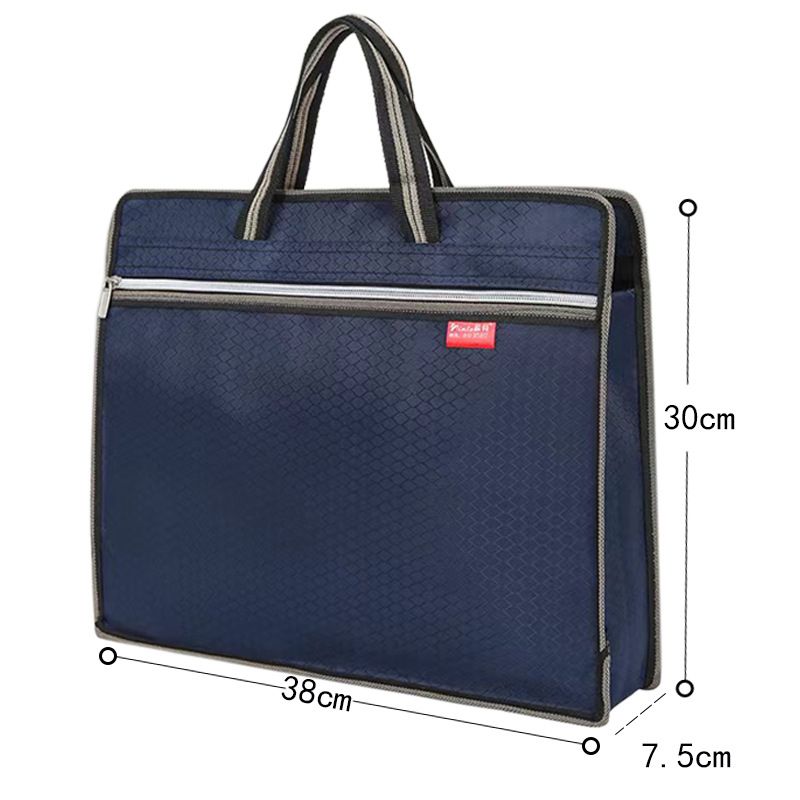 New Large Capacity Handheld Briefcase File Bag Business Document Bag Dustproof Waterproof Case Oxford Cloth Material Bag Office Meeting Bag Zipper Bag Laptop Document Organizer Bag File Folder