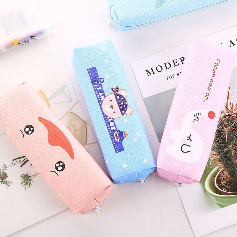 school Large capacity cute pen bag Pouch pencil case PU leather Durable easy carry simple / fashion / stationery bag / stationery box School College Office Organizer for boys and girls Adults Student