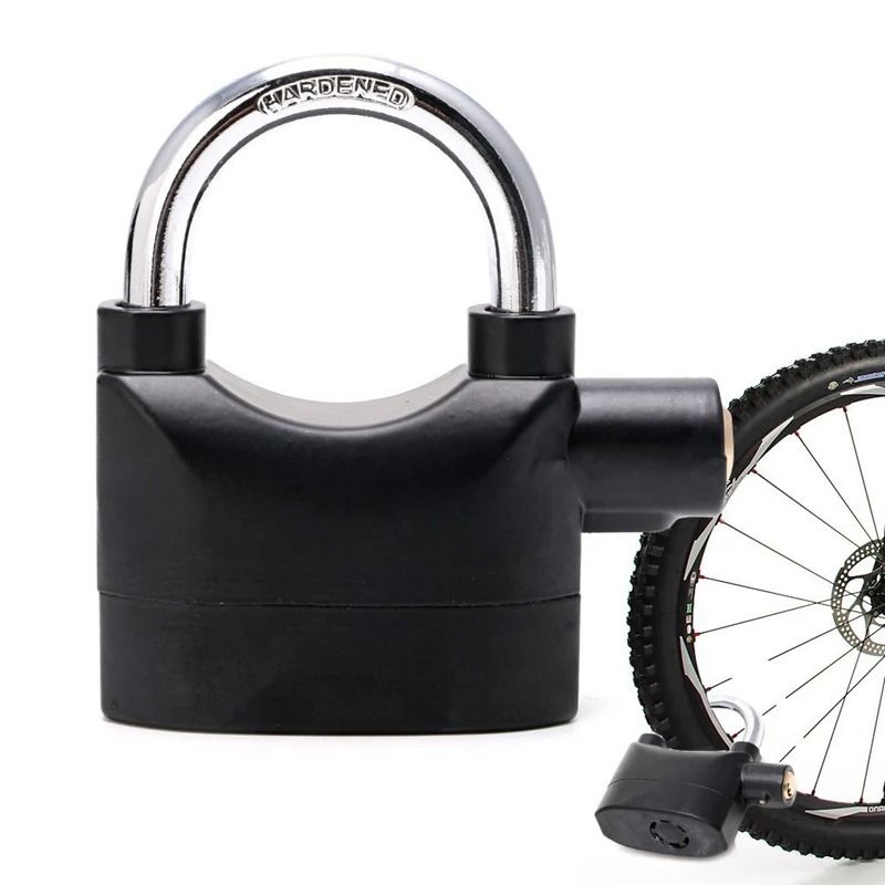 Smart Alarm Lock Security Padlock Siren Home Tools Household Sensors Alarms Lock Aluminum Alloy Anti-Theft Lock Warehouse Door Lock Bicycle Motorcycle Disc Brake Lock Anti-Theft Lock 6 Batteries 3 key