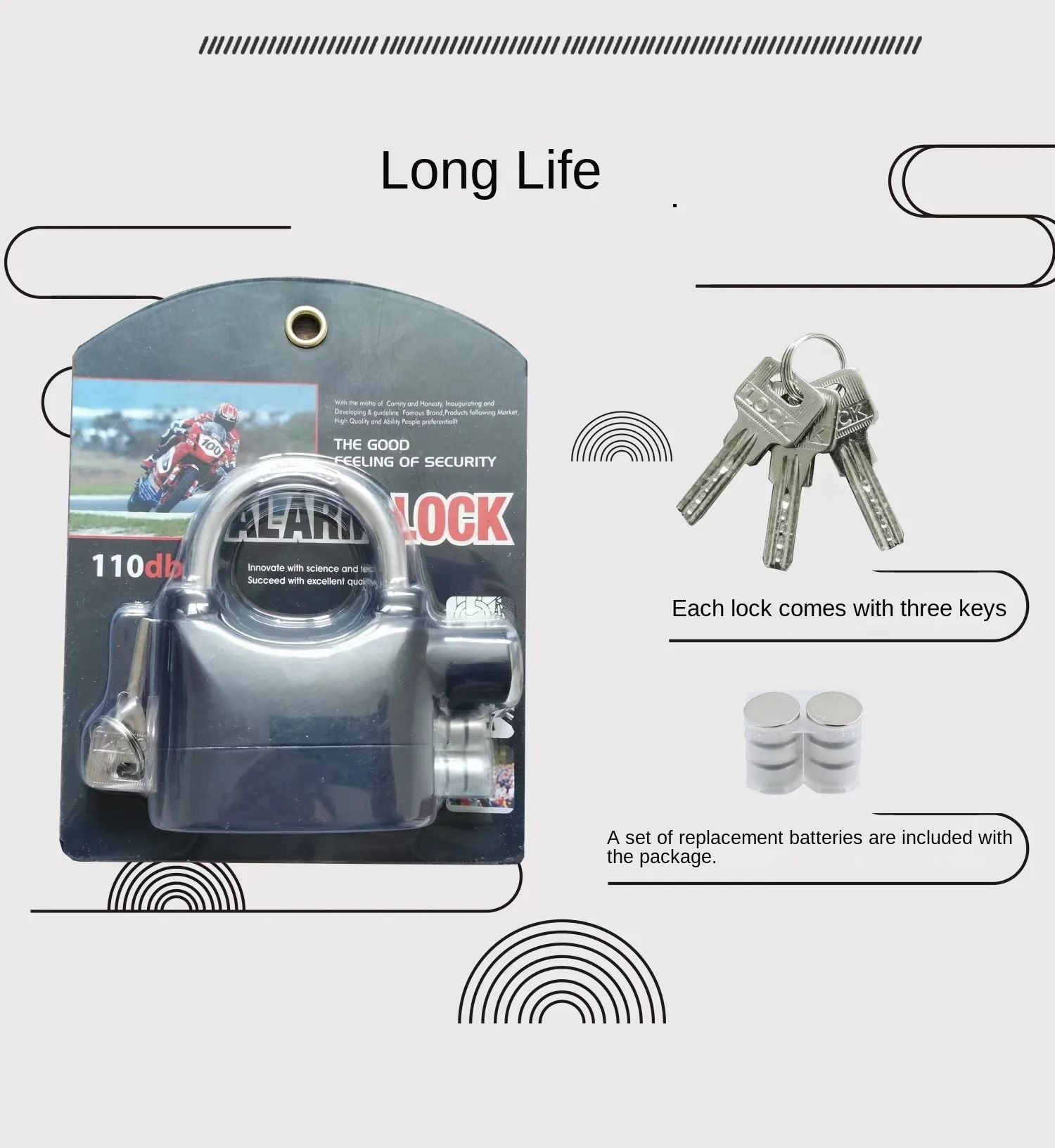 Smart Alarm Lock Security Padlock Siren Home Tools Household Sensors Alarms Lock Aluminum Alloy Anti-Theft Lock Warehouse Door Lock Bicycle Motorcycle Disc Brake Lock Anti-Theft Lock 6 Batteries 3 key