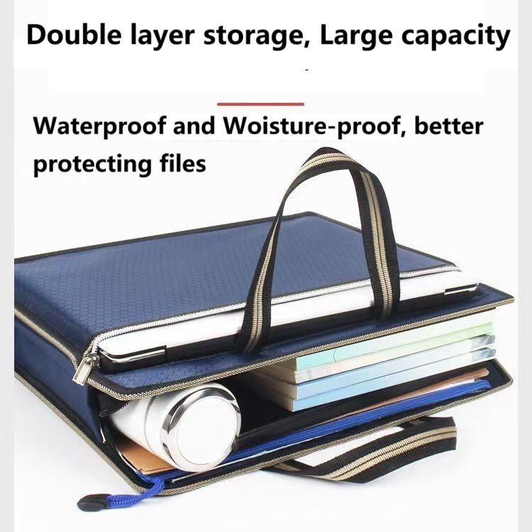 New Large Capacity Handheld Briefcase File Bag Business Document Bag Dustproof Waterproof Case Oxford Cloth Material Bag Office Meeting Bag Zipper Bag Laptop Document Organizer Bag File Folder