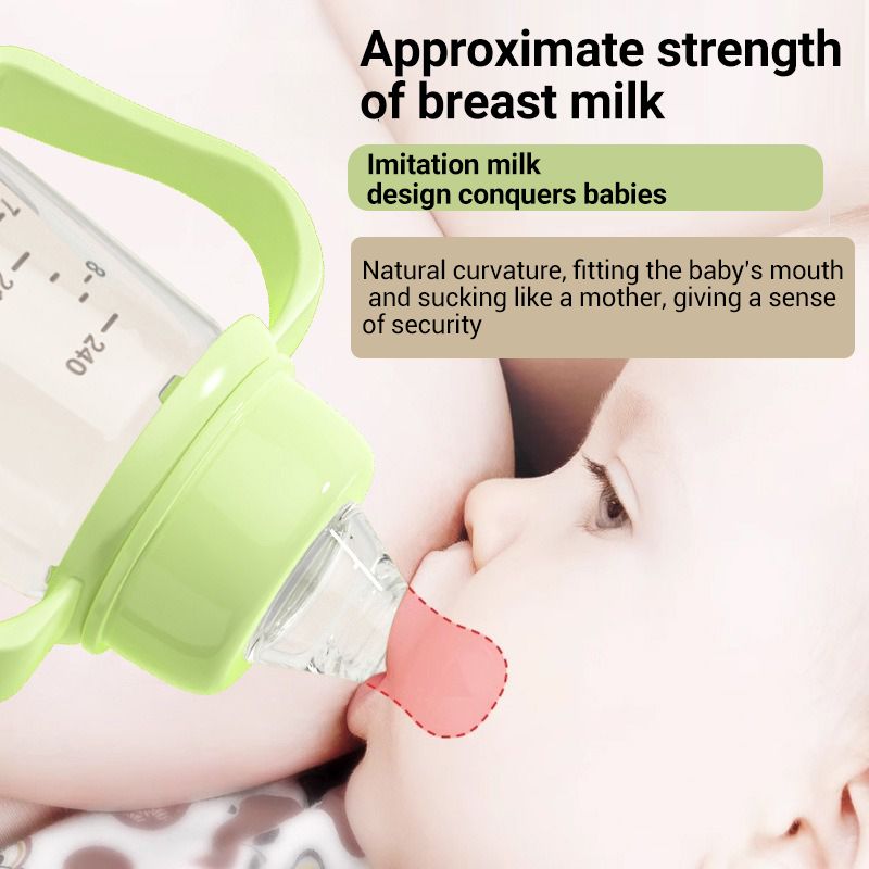 Baby Infant Newborn Bottle Anti Choke Non-spill Baby Bottles Safe Water Bottles Learning Cup Training Cup140/180/240ml Wide Caliber Feeding Bottle Toddler Food-grade Silicone Milk Bottle With Handle