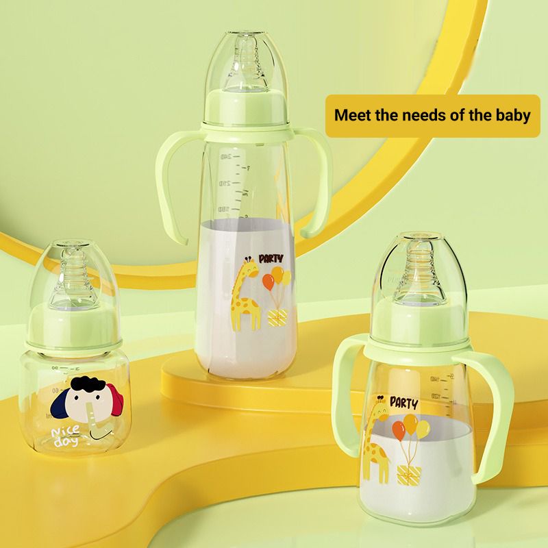Baby Infant Newborn Bottle Anti Choke Non-spill Baby Bottles Safe Water Bottles Learning Cup Training Cup140/180/240ml Wide Caliber Feeding Bottle Toddler Food-grade Silicone Milk Bottle With Handle