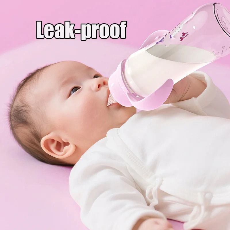 Baby Infant Newborn Bottle Anti Choke Non-spill Baby Bottles Safe Water Bottles Learning Cup Training Cup140/180/240ml Wide Caliber Feeding Bottle Toddler Food-grade Silicone Milk Bottle With Handle