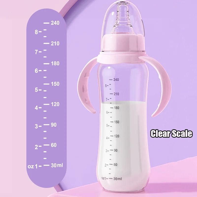 Baby Infant Newborn Bottle Anti Choke Non-spill Baby Bottles Safe Water Bottles Learning Cup Training Cup140/180/240ml Wide Caliber Feeding Bottle Toddler Food-grade Silicone Milk Bottle With Handle
