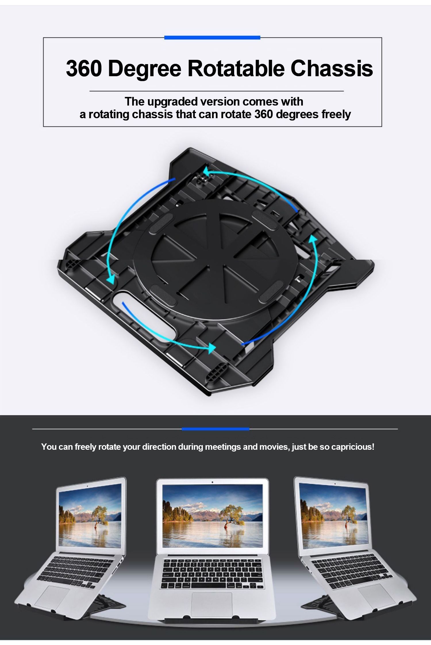 2 in1 Foldable Laptop Stand Phone Holder 360 Degree Freely Rotatable 8 Level Adjustment Ergonomic Notebook Stand Computer Stand Dissipation Bracket for 10 to 21 Inch Macbook Computer Accessorie