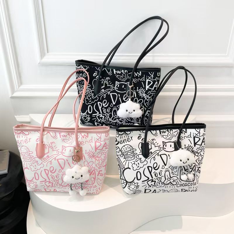 Fashionable Large capacity armpit bag graffiti handbag minimally designed shoulder bag women bag women's tote bags, handbag, graffiti Large capacity bag for daily commuting Student canvas bag