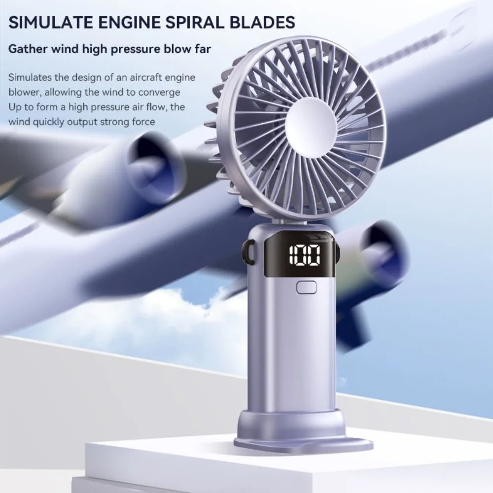 USB rechargeable Handheld fan Portable Handheld Electric Fan 5 Speeds Adjustable Turbo 1200MAH big Battery Fans LED Display Rechargeable Ice Cooling Personal Fan Mini fan fashion Hand held handy fan