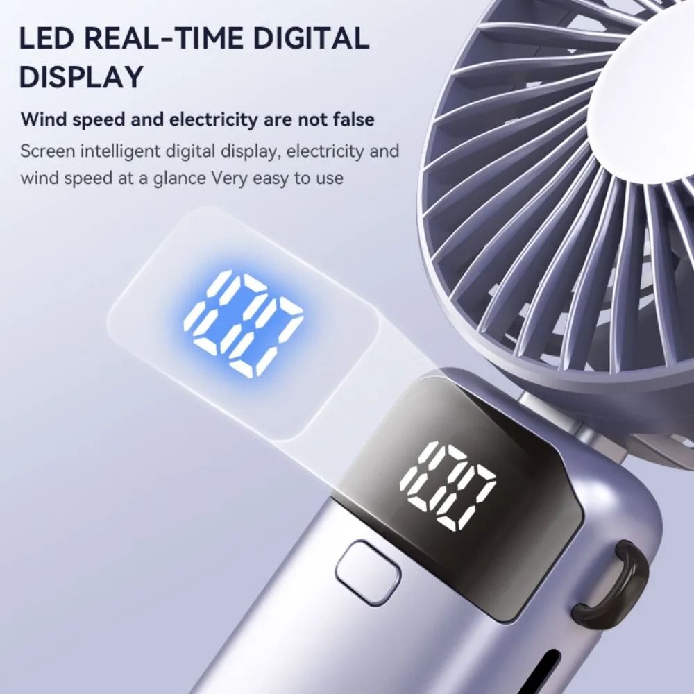 USB rechargeable Handheld fan Portable Handheld Electric Fan 5 Speeds Adjustable Turbo 1200MAH big Battery Fans LED Display Rechargeable Ice Cooling Personal Fan Mini fan fashion Hand held handy fan