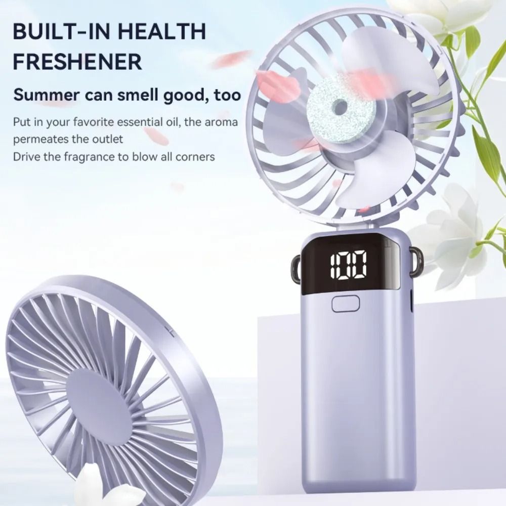 USB rechargeable Handheld fan Portable Handheld Electric Fan 5 Speeds Adjustable Turbo 1200MAH big Battery Fans LED Display Rechargeable Ice Cooling Personal Fan Mini fan fashion Hand held handy fan