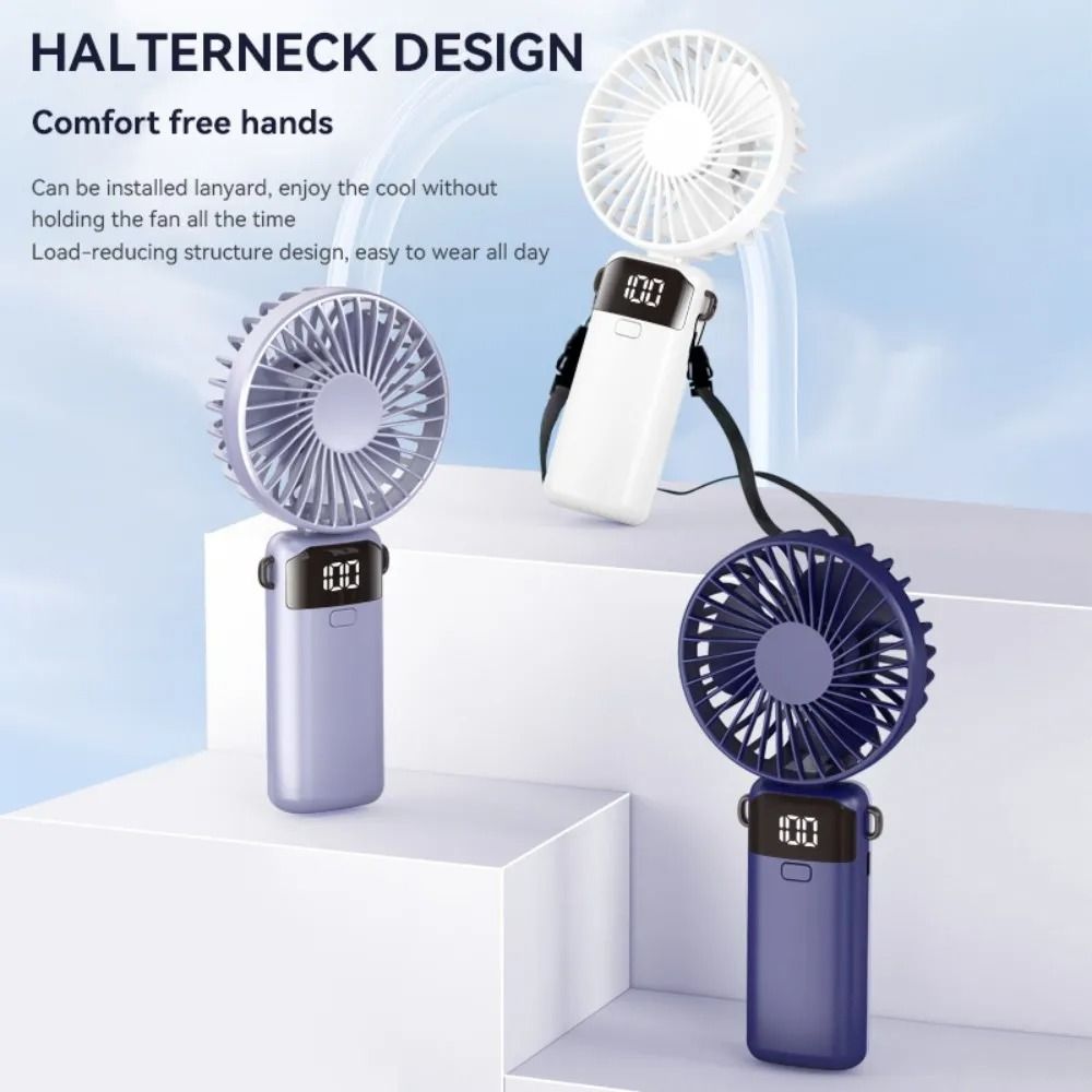 USB rechargeable Handheld fan Portable Handheld Electric Fan 5 Speeds Adjustable Turbo 1200MAH big Battery Fans LED Display Rechargeable Ice Cooling Personal Fan Mini fan fashion Hand held handy fan