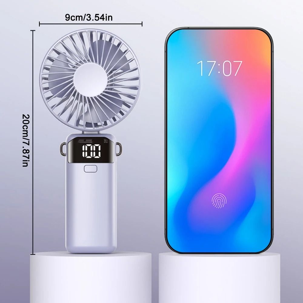 USB rechargeable Handheld fan Portable Handheld Electric Fan 5 Speeds Adjustable Turbo 1200MAH big Battery Fans LED Display Rechargeable Ice Cooling Personal Fan Mini fan fashion Hand held handy fan