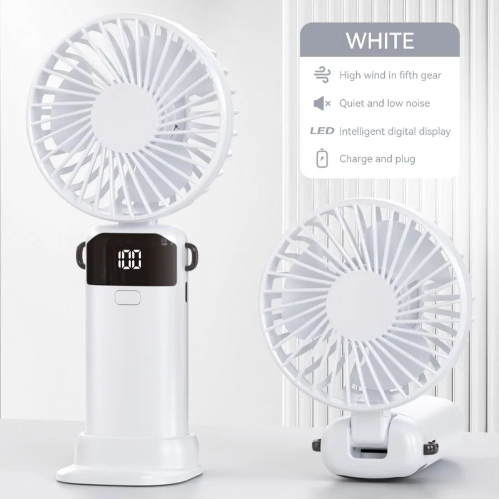USB rechargeable Handheld fan Portable Handheld Electric Fan 5 Speeds Adjustable Turbo 1200MAH big Battery Fans LED Display Rechargeable Ice Cooling Personal Fan Mini fan fashion Hand held handy fan