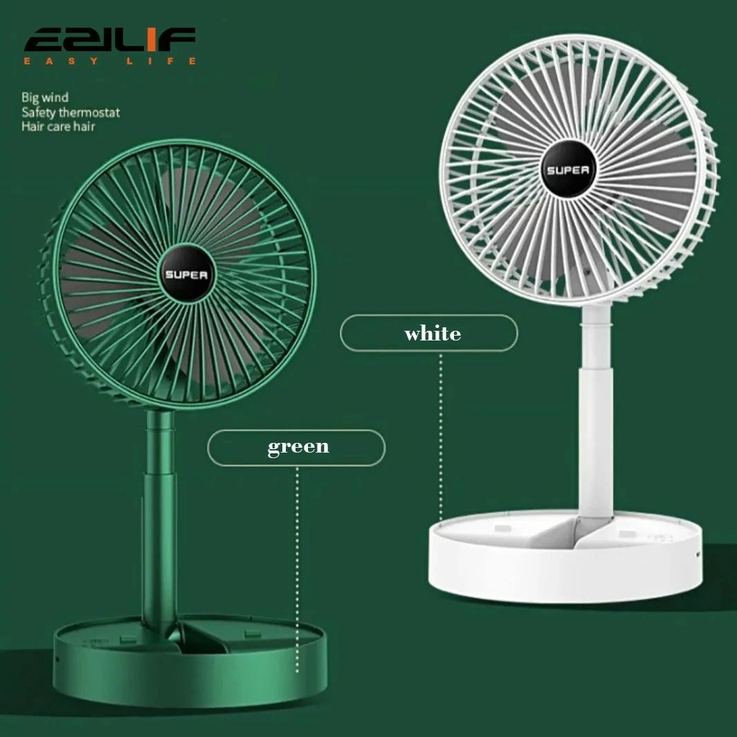 New portable fan multi function Folding USB fan adjustable height 360° rotation USB chargable silent table fan Electric Fan Desk Fan Student Dormitory Quiet Mini Fan for Home Office Car Outdoor Travel