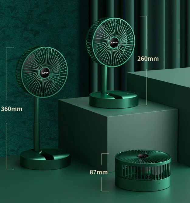 New portable fan multi function Folding USB fan adjustable height 360° rotation USB chargable silent table fan Electric Fan Desk Fan Student Dormitory Quiet Mini Fan for Home Office Car Outdoor Travel