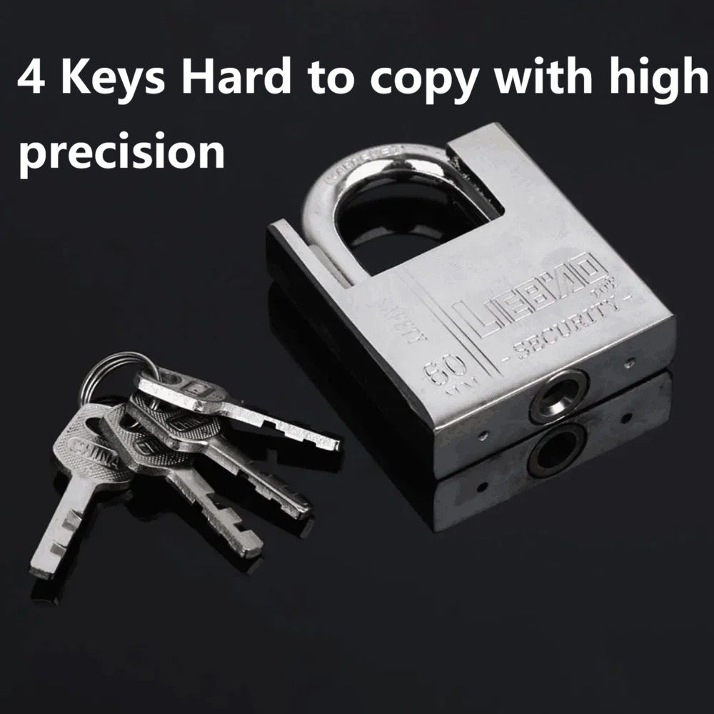Stainless Steel Padlock Outdoor Heavy Anti Prying Padlock Half Wrapped Beam Duty Top Anti-Burglar Theft Padlock Hasp Anti-Rust Lock Solid lock Waterproof Lock Corrosion-Resistant Padlock with 4 Keys