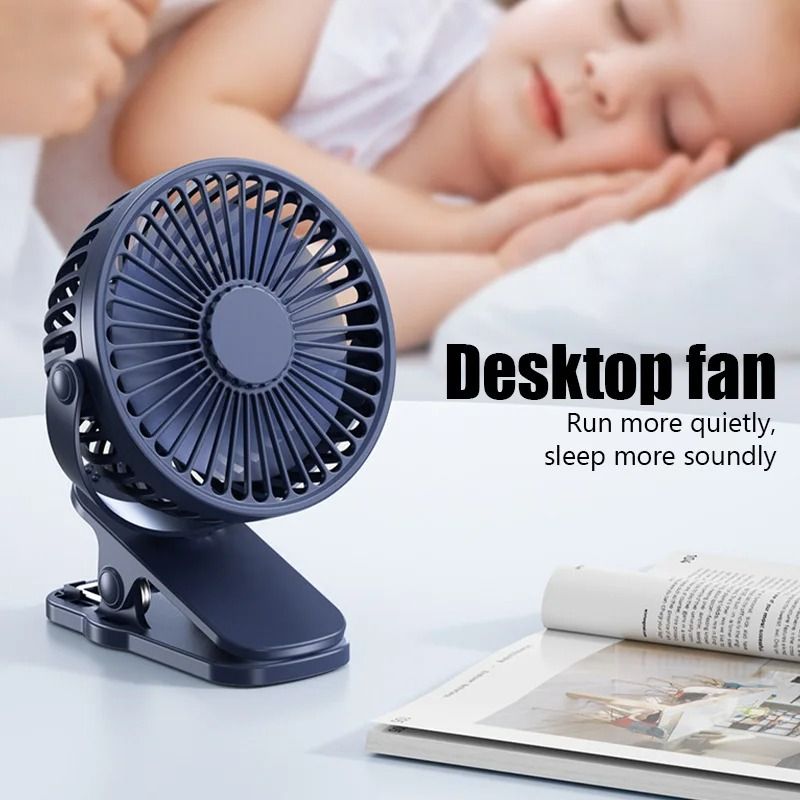 New 3 in 1 multi function portable clip fan 360° rotation USB chargable silent table fan Electric Fan with Night Light Desk Fan Student Dormitory Five Speeds Mini Fan forHome Office Car Outdoor Travel