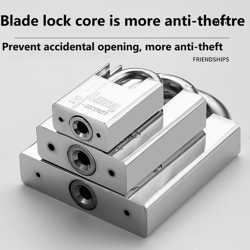 Stainless Steel Padlock Outdoor Heavy Anti Prying Padlock Half Wrapped Beam Duty Top Anti-Burglar Theft Padlock Hasp Anti-Rust Lock Solid lock Waterproof Lock Corrosion-Resistant Padlock with 4 Keys