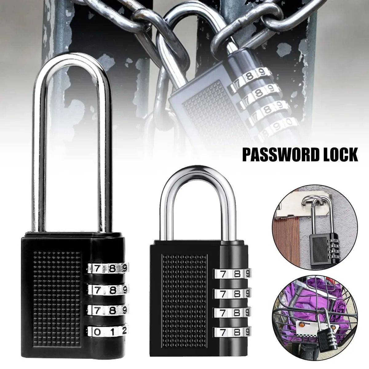 Smart Password Combination Padlock 4-digit Keypad Freedom to change password Zinc alloy Padlock Outdoor Waterproof Anti-theft Padlock Hasp Mini Code Padlock For School Office Luggage Lock Door Lock