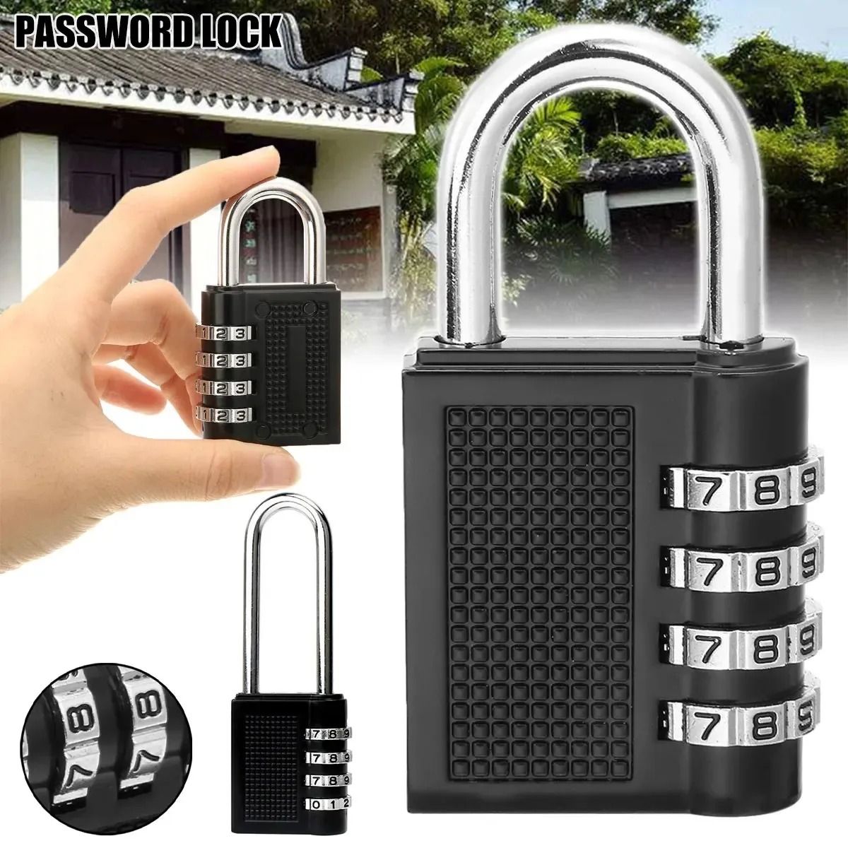 Smart Password Combination Padlock 4-digit Keypad Freedom to change password Zinc alloy Padlock Outdoor Waterproof Anti-theft Padlock Hasp Mini Code Padlock For School Office Luggage Lock Door Lock