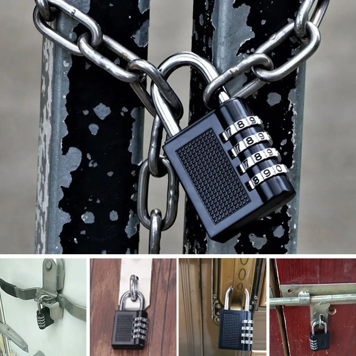 Smart Password Combination Padlock 4-digit Keypad Freedom to change password Zinc alloy Padlock Outdoor Waterproof Anti-theft Padlock Hasp Mini Code Padlock For School Office Luggage Lock Door Lock