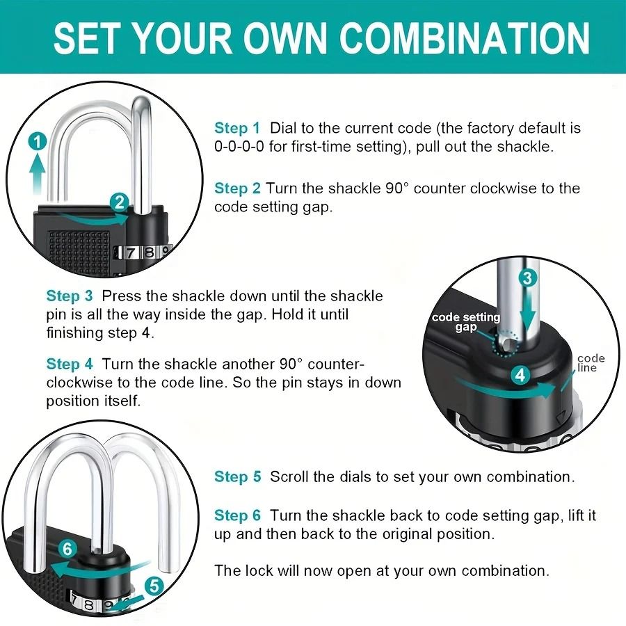 Smart Password Combination Padlock 4-digit Keypad Freedom to change password Zinc alloy Padlock Outdoor Waterproof Anti-theft Padlock Hasp Mini Code Padlock For School Office Luggage Lock Door Lock