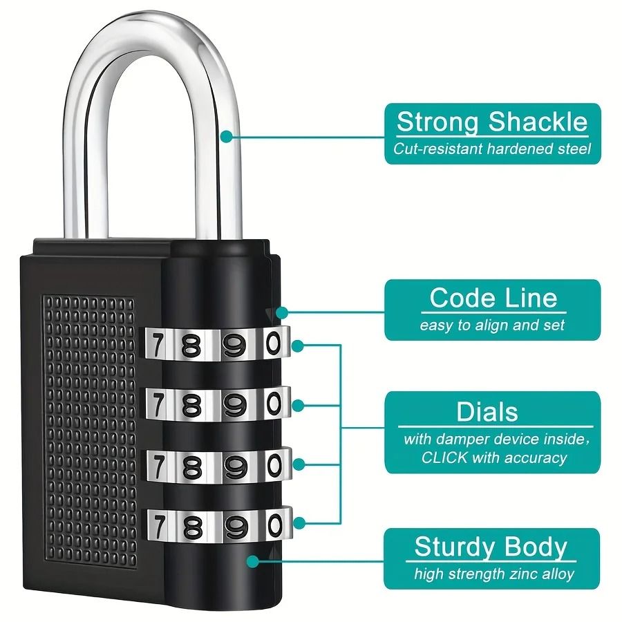 Smart Password Combination Padlock 4-digit Keypad Freedom to change password Zinc alloy Padlock Outdoor Waterproof Anti-theft Padlock Hasp Mini Code Padlock For School Office Luggage Lock Door Lock