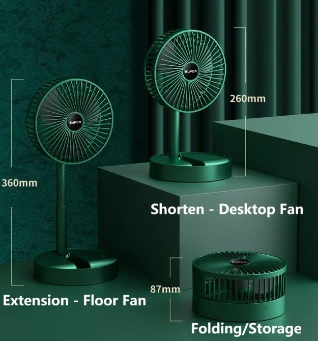 New portable fan multi function Folding USB fan adjustable height 360° rotation USB chargable silent table fan Electric Fan Desk Fan Student Dormitory Quiet Mini Fan for Home Office Car Outdoor Travel