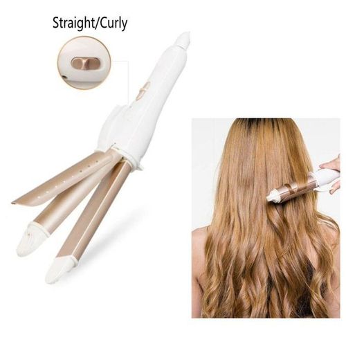 2 In 1 Hair Straightener Curling Iron-Gold.