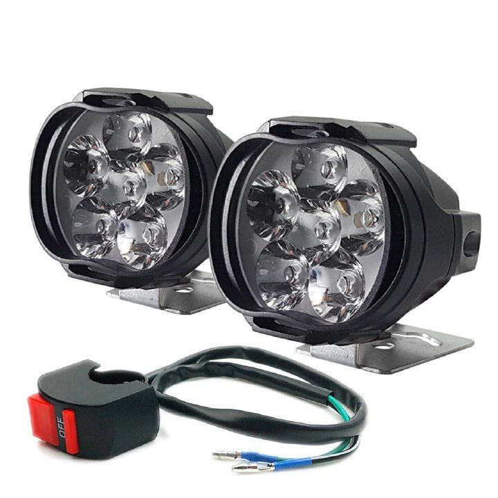 2PCS/set Motorcycle Headlights Headlamp Spotlights Fog Head Light 6 LED Motorcycles Working Spot Light Assemblie Driving Lamp
