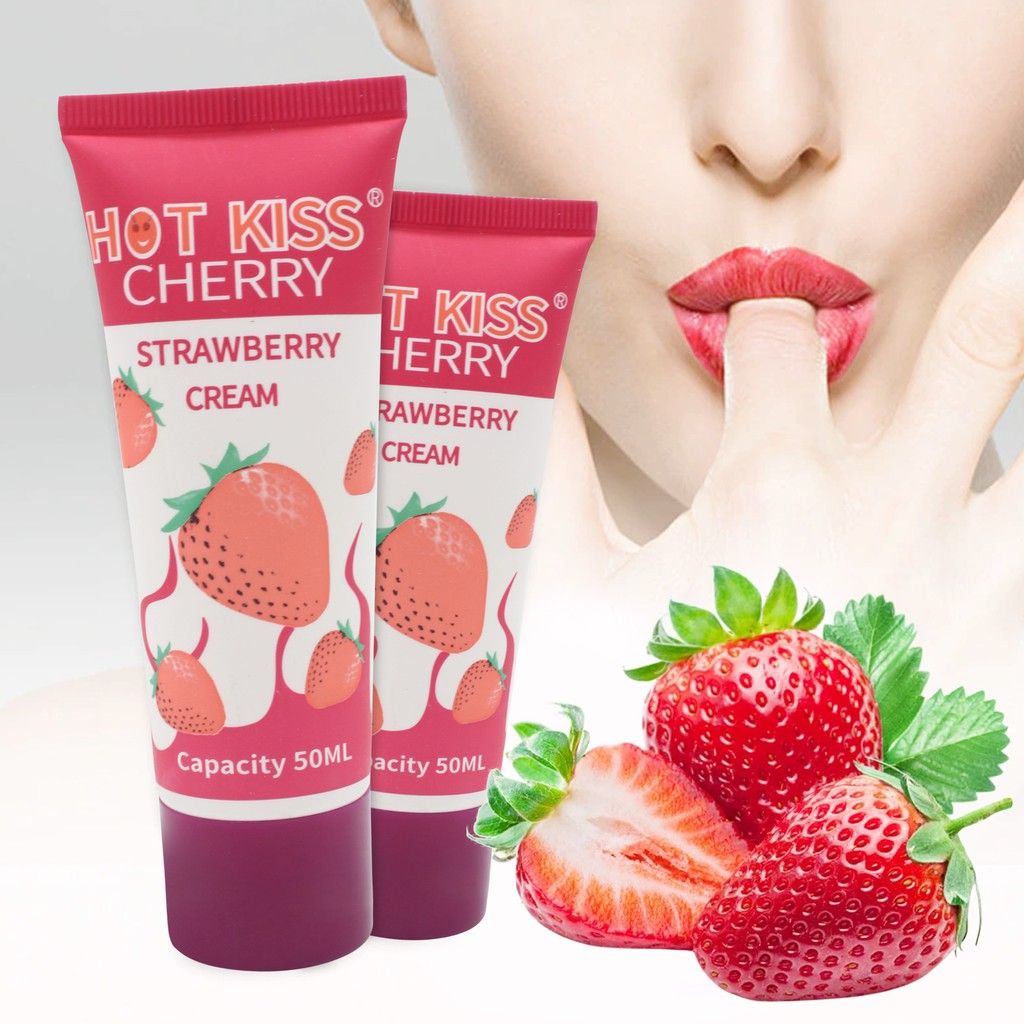 50ml Strawberry Flavored Edible Sex Lubricant Lube Oral Water Base Silicone Lubrication Silk Touch  Orgasm Gel  Sex Oil - Hot Kiss -