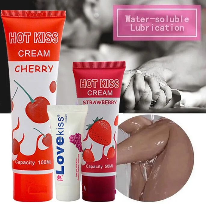 50ml Strawberry Flavored Edible Sex Lubricant Lube Oral Water Base Silicone Lubrication Silk Touch  Orgasm Gel  Sex Oil - Hot Kiss -
