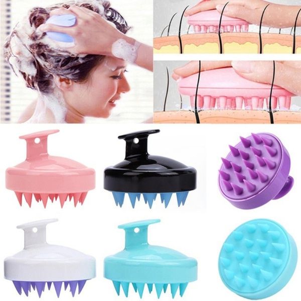 Silicone Shampoo Brush Head Scalp Massage Comb Hair Washing Comb Body Massage Brush Bath Shower Brush Salon Hairdressing Tool -