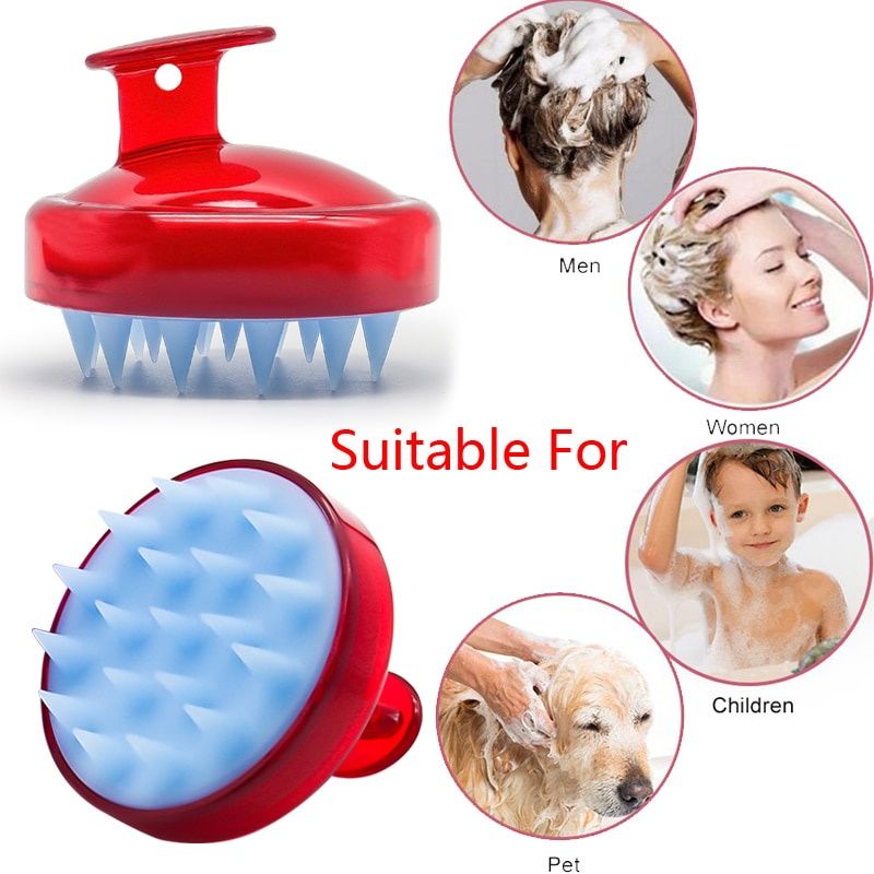 Silicone Shampoo Brush Head Scalp Massage Comb Hair Washing Comb Body Massage Brush Bath Shower Brush Salon Hairdressing Tool -