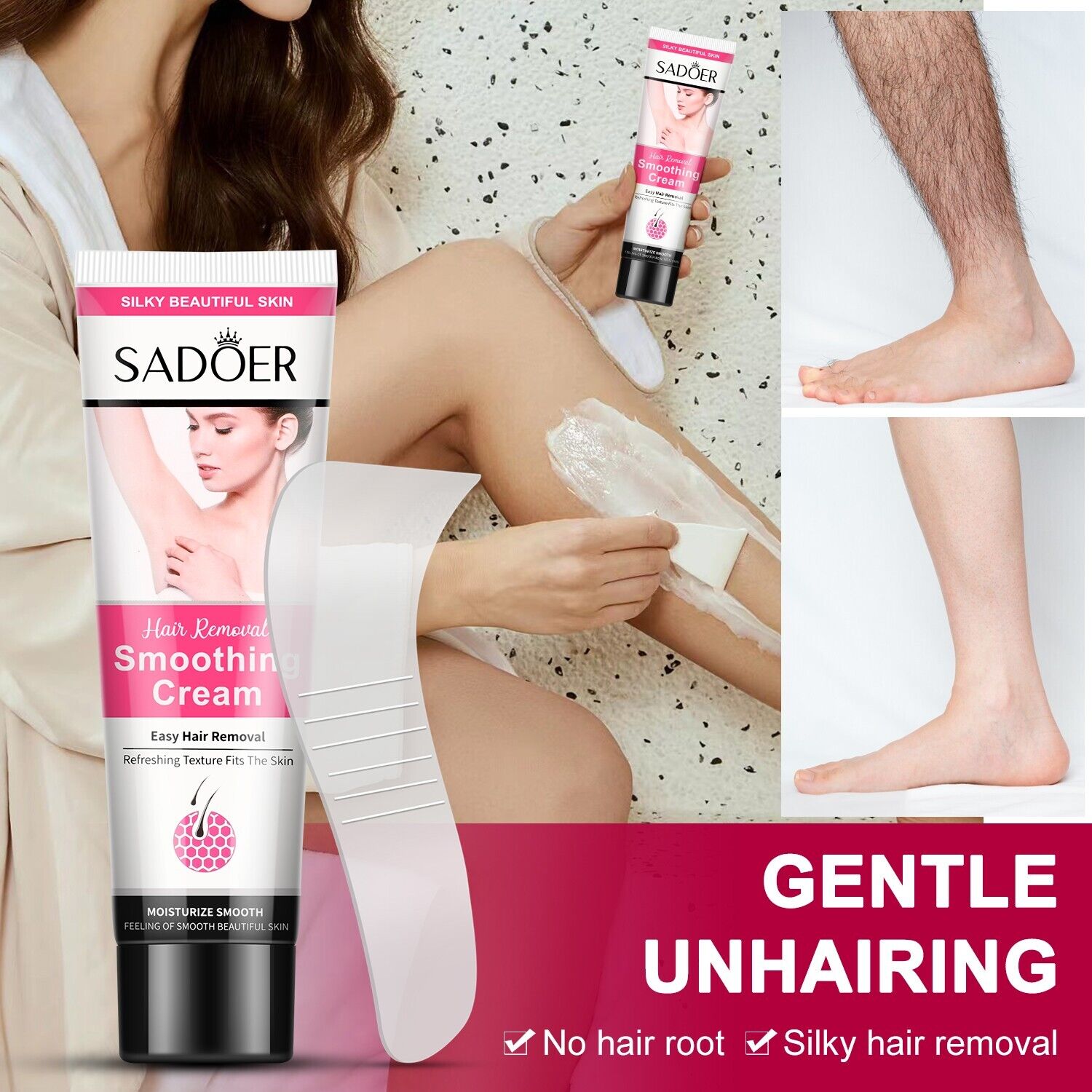 Hair Removal Cream Armpit Underarm Legs Intimate Areas Epilator Cream Painless Health Hair Remover Growth Inhibitor For Men Woman Body
 - SADOER -