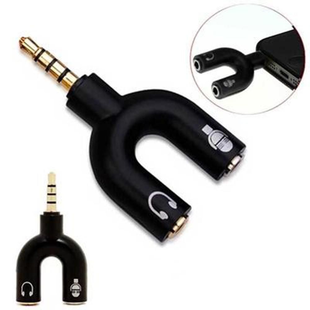 Audio Splitter 3.5mm Splitter Stereo Plug U-shape Stereo Audio Mic Headphone Earphone Splitter Adapters for PS4 PC Laptop Ear Headset Cables -