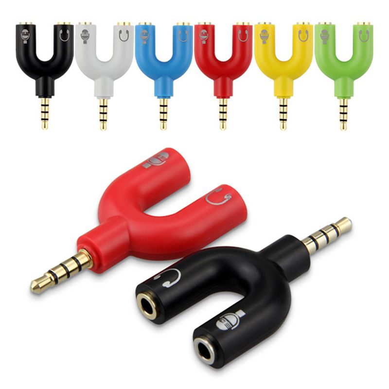 U-shaped 3.5mm One-to-two Audio Adapter Stereo Audio Splitter Microphone And Karaoke Converter Audio Headset 2-way Jack Adapter -