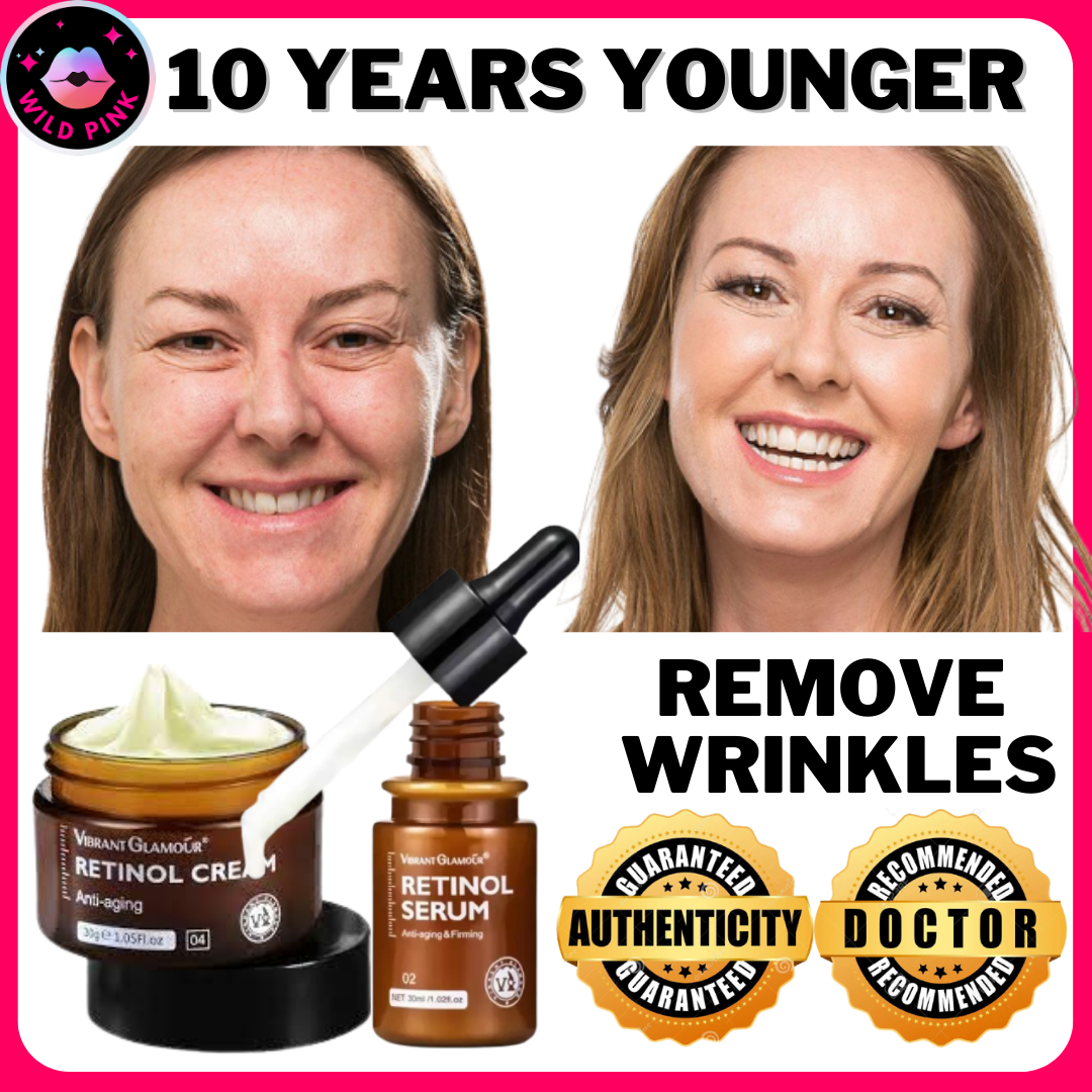 Retinol Face Cream + Serum 2 PCS/Set Firming Lifting Anti-Aging Wrinkle  Containing 2.5% Retinol Face Cream Moisturizing Reduce Wrinkle Fine Lines Facial Skin Care Product - VIBRANT GLAMOUR-