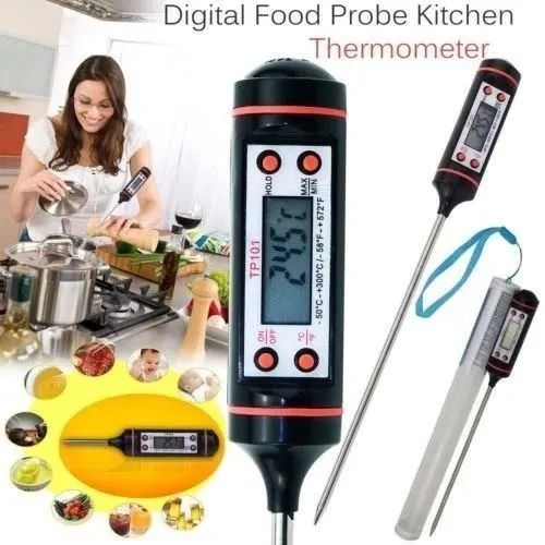 Digital Thermometer Cooking Baking Meat Food Kitchen BBQ Probe Water Milk Oil Liquid Oven LCD Display Digital Temperaure Sensor Meter Stainless Steel Thermocouple -