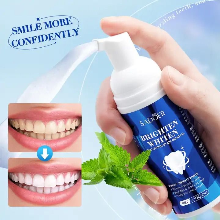 60ML Teeth Whitening Liquid Toothpaste Brighten Whiten Teeth Whitener Removing Yellow Teeth Cleaning Tooth Stain Oral Fresh Tooth Care - SADOER -