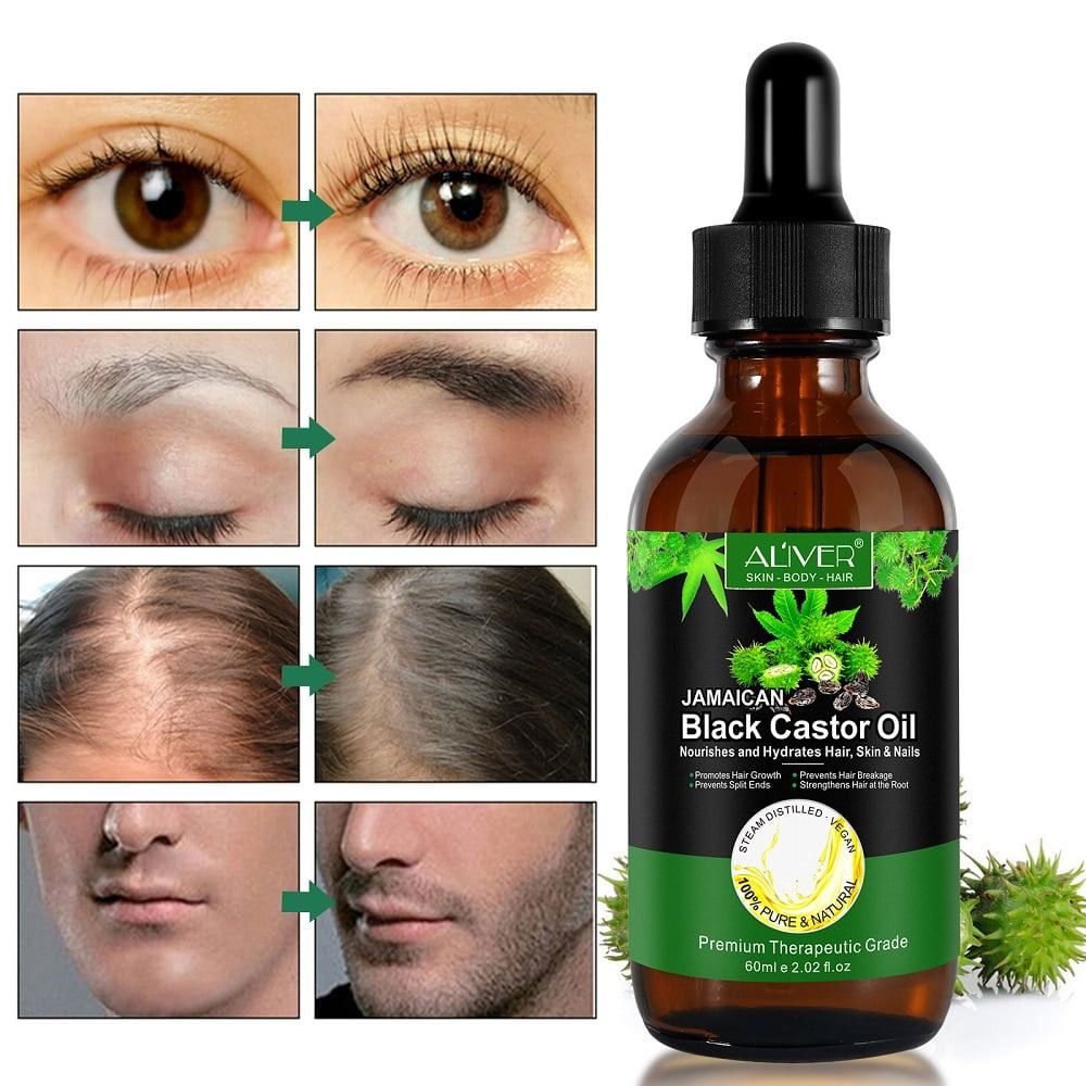 60ml Jamaican Black Castor Oil Organic Castor Oil for Hair Growth Nourish Eyelashes and Eyebrows Scalp, Skin and Nails Care -
