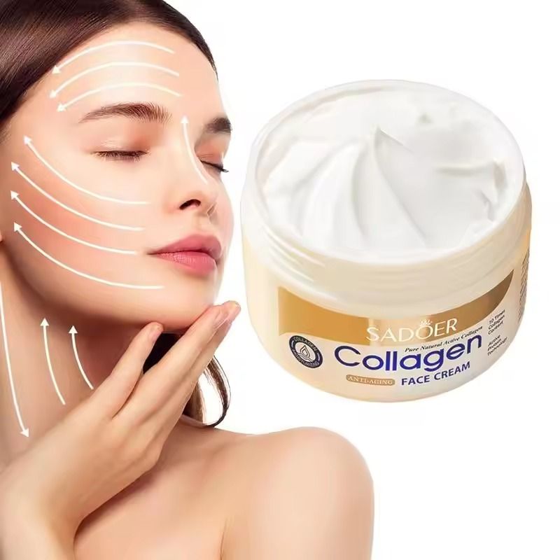 Collagen Face Cream Skincare Moisturizing Brightening Hydrating Smooth Wrinkles Firming Facial Face Men Skin Care - SADOER-