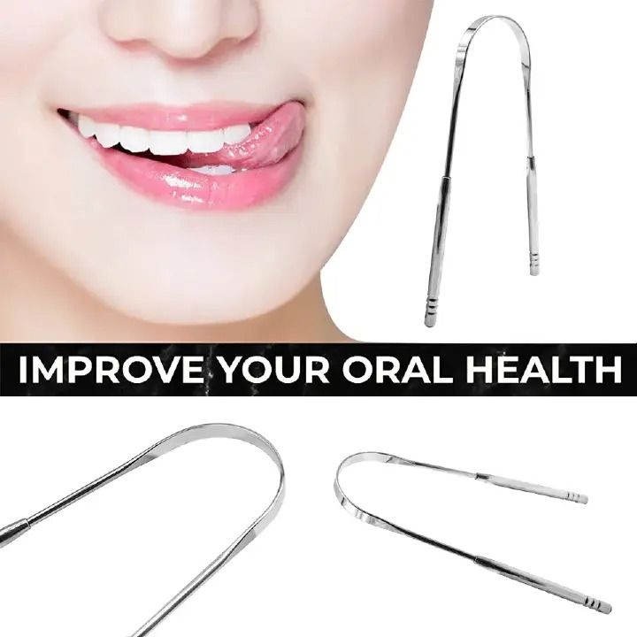 Stainless Steel Tongue Scraper Reusable Tongue Brush Cleaning Scraper Oral Care Keep Fresh Breath Improve Oral Hygiene Tongue Cleaner Tools