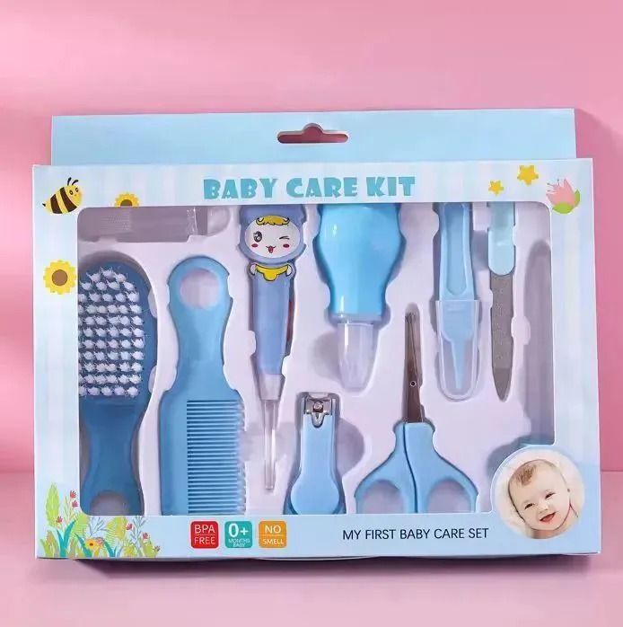 Baby Grooming Healthcare Kit 10pcs/Set Baby Safety Care Set Nail Clipper Brush Comb Scissors File Baby Essentials Nursery Kit for Newborn Girl Boys -